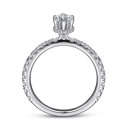 14K White Gold Hidden Halo Marquise Shape Diamond Engagement Ring