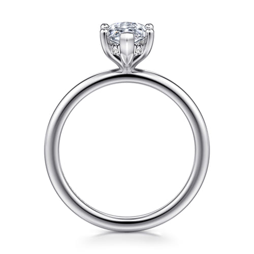 14K White Gold Hidden Halo Marquise Shape Diamond Engagement Ring