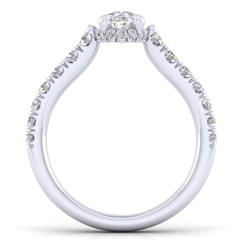14K White Gold Hidden Halo Oval Diamond Engagement Ring