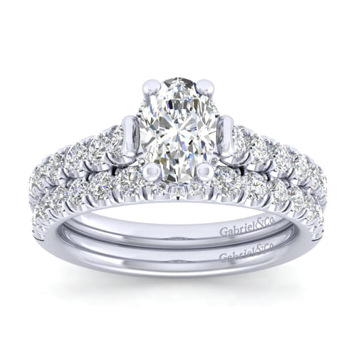 14K White Gold Hidden Halo Oval Diamond Engagement Ring