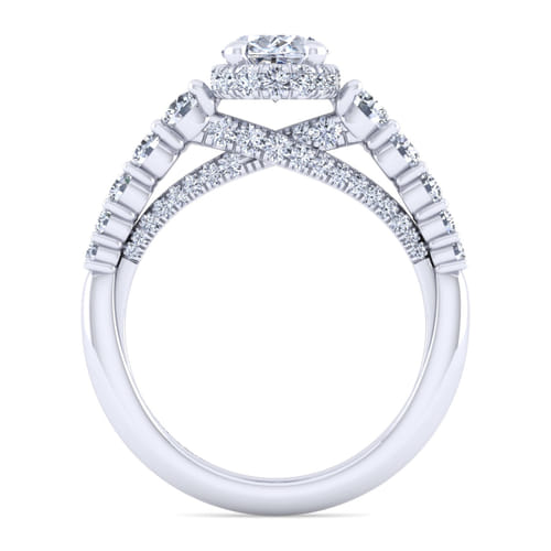 14K White Gold Hidden Halo Oval Diamond Engagement Ring
