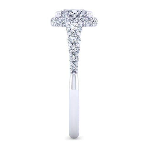14K White Gold Hidden Halo Oval Diamond Engagement Ring