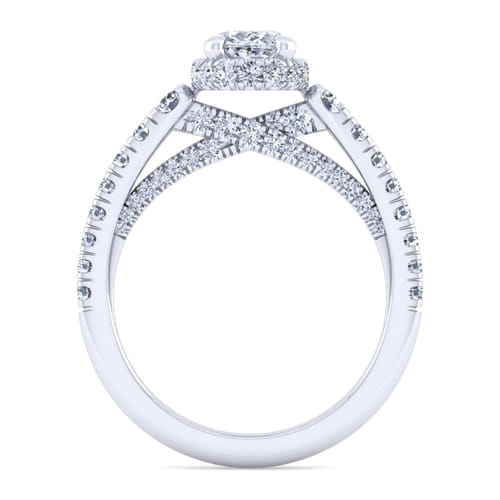 14K White Gold Hidden Halo Oval Diamond Engagement Ring