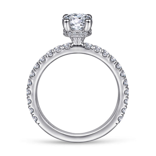 14K White Gold Hidden Halo Oval Diamond Engagement Ring