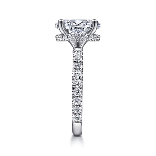 14K White Gold Hidden Halo Oval Diamond Engagement Ring
