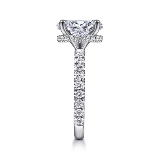 14K White Gold Hidden Halo Oval Diamond Engagement Ring angle 5
