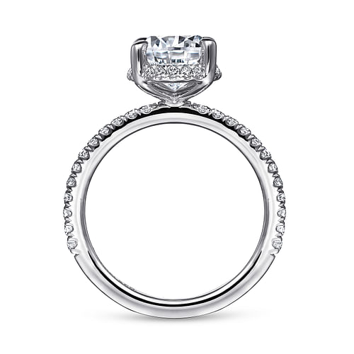 14K White Gold Hidden Halo Oval Diamond Engagement Ring