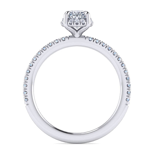 14K White Gold Hidden Halo Oval Diamond Engagement Ring