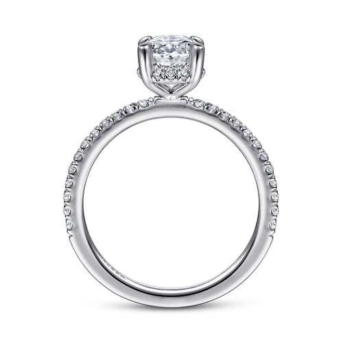 14K White Gold Hidden Halo Oval Diamond Engagement Ring