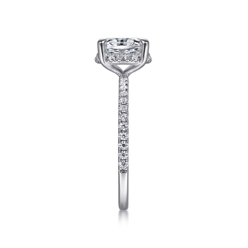 14K White Gold Hidden Halo Oval Diamond Engagement Ring