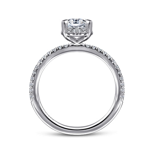 14K White Gold Hidden Halo Oval Diamond Engagement Ring