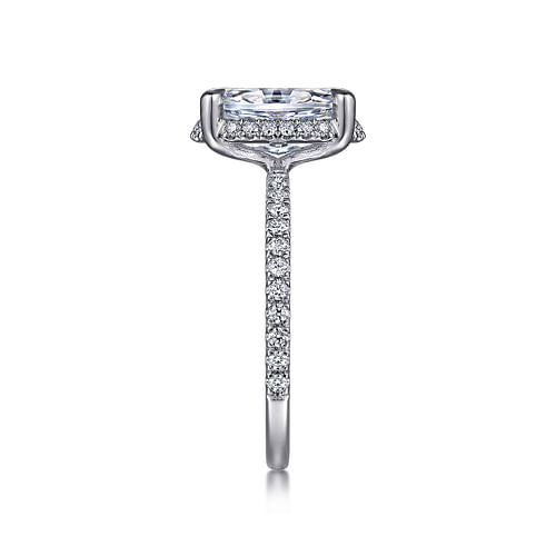 14K White Gold Hidden Halo Oval Diamond Engagement Ring