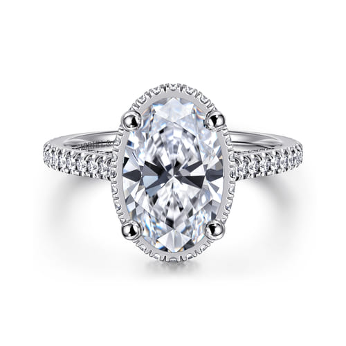 14K White Gold Hidden Halo Oval Diamond Engagement Ring 14K White Gold Hidden Halo Oval Diamond Engagement Ring