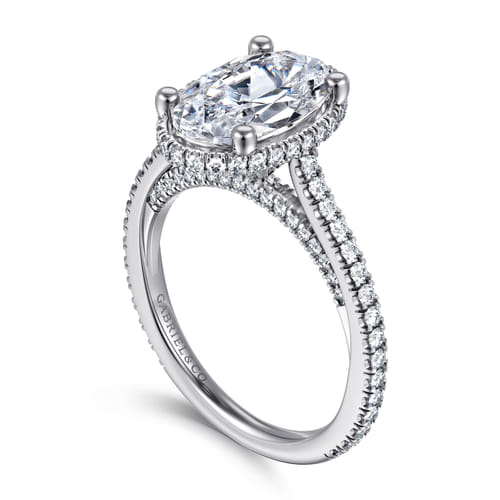 14K White Gold Hidden Halo Oval Diamond Engagement Ring 14K White Gold Hidden Halo Oval Diamond Engagement Ring