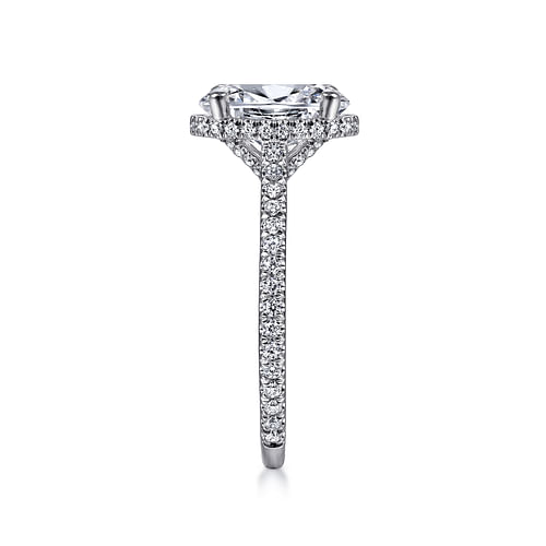 14K White Gold Hidden Halo Oval Diamond Engagement Ring