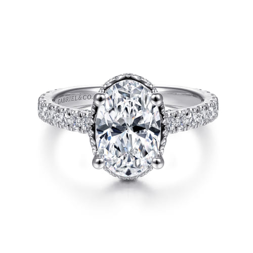 14K White Gold Hidden Halo Oval Diamond Engagement Ring 14K White Gold Hidden Halo Oval Diamond Engagement Ring
