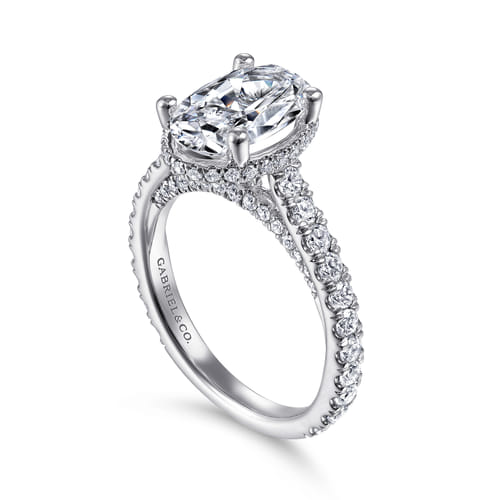 14K White Gold Hidden Halo Oval Diamond Engagement Ring 14K White Gold Hidden Halo Oval Diamond Engagement Ring