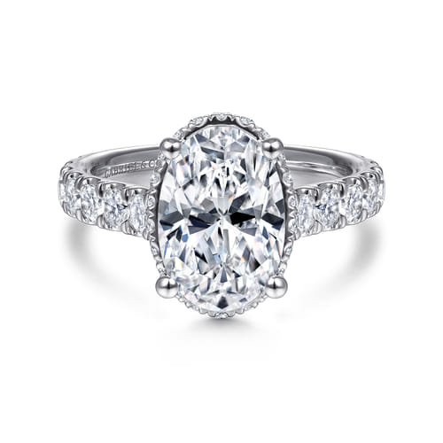 14K White Gold Hidden Halo Oval Diamond Engagement Ring 14K White Gold Hidden Halo Oval Diamond Engagement Ring