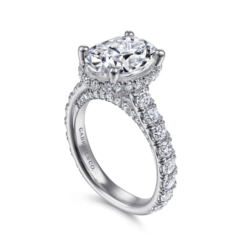 14K White Gold Hidden Halo Oval Diamond Engagement Ring 14K White Gold Hidden Halo Oval Diamond Engagement Ring