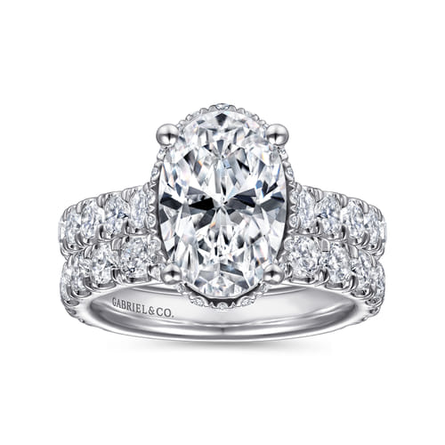 14K White Gold Hidden Halo Oval Diamond Engagement Ring 14K White Gold Hidden Halo Oval Diamond Engagement Ring