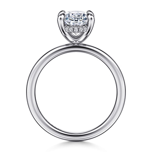 14K White Gold Hidden Halo Oval Diamond Engagement Ring