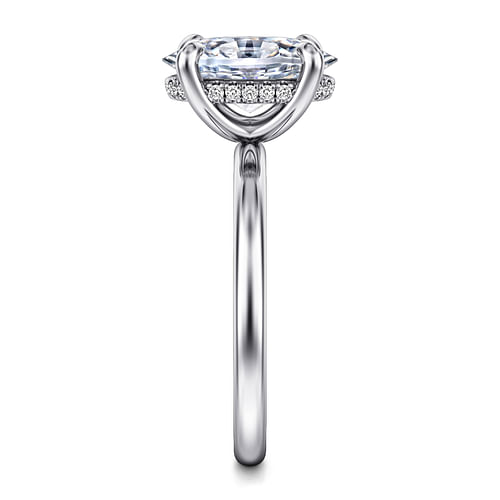 14K White Gold Hidden Halo Oval Diamond Engagement Ring