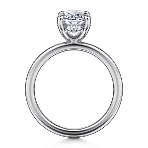 14K White Gold Hidden Halo Oval Diamond Engagement Ring