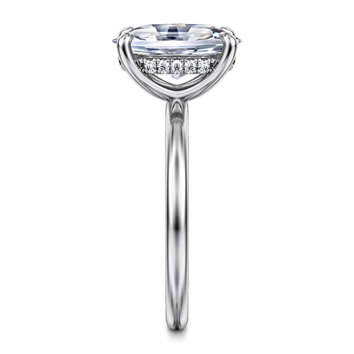 14K White Gold Hidden Halo Oval Diamond Engagement Ring