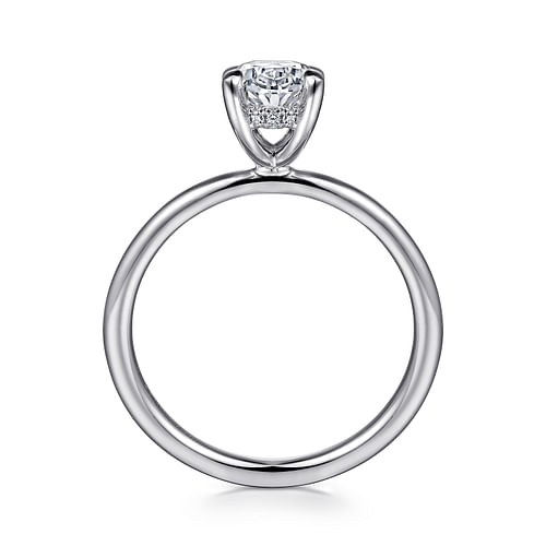 14K White Gold Hidden Halo Oval Diamond Engagement Ring