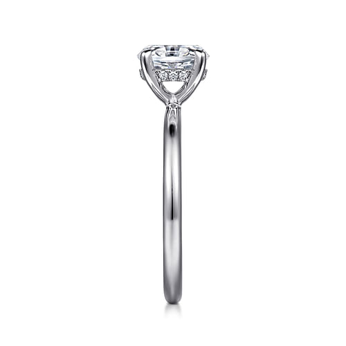 14K White Gold Hidden Halo Oval Diamond Engagement Ring