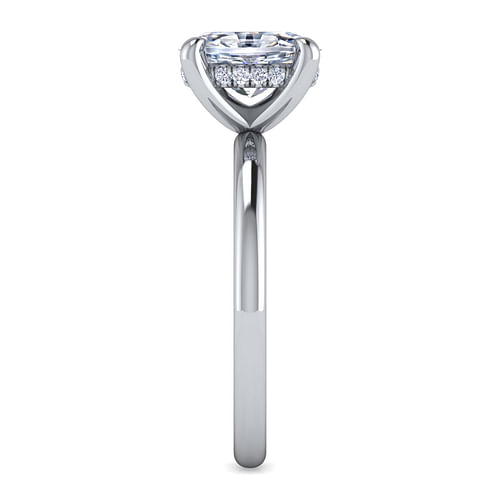 14K White Gold Hidden Halo Oval Diamond Engagement Ring