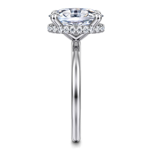 14K White Gold Hidden Halo Oval Diamond Engagement Ring