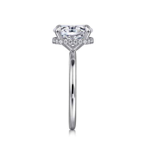 14K White Gold Hidden Halo Oval Diamond Engagement Ring