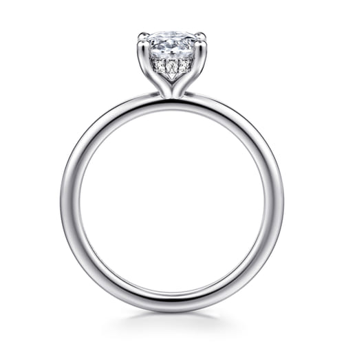 14K White Gold Hidden Halo Oval Diamond Engagement Ring