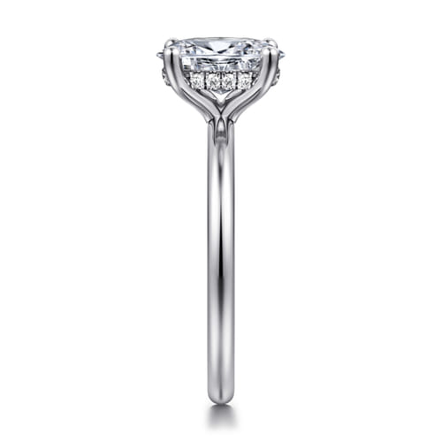 14K White Gold Hidden Halo Oval Diamond Engagement Ring