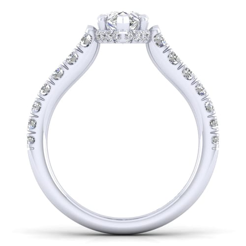 14K White Gold Hidden Halo Pear Shape Diamond Engagement Ring