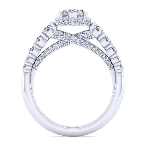 14K White Gold Hidden Halo Pear Shape Diamond Engagement Ring