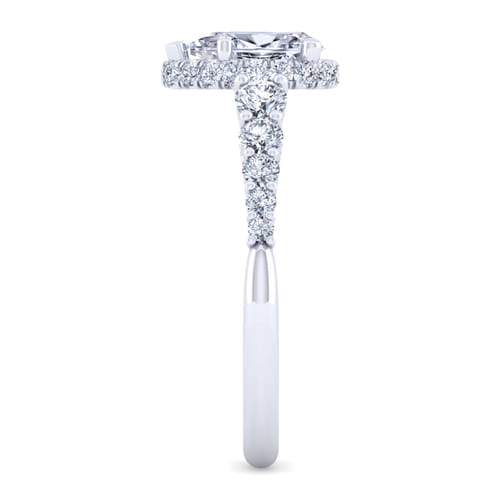 14K White Gold Hidden Halo Pear Shape Diamond Engagement Ring