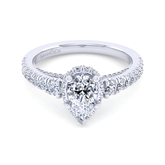 Gabriel - 14K White Gold Hidden Halo Pear Shape Diamond Engagement Ring Gabriel - 14K White Gold Hidden Halo Pear Shape Diamond Engagement Ring
