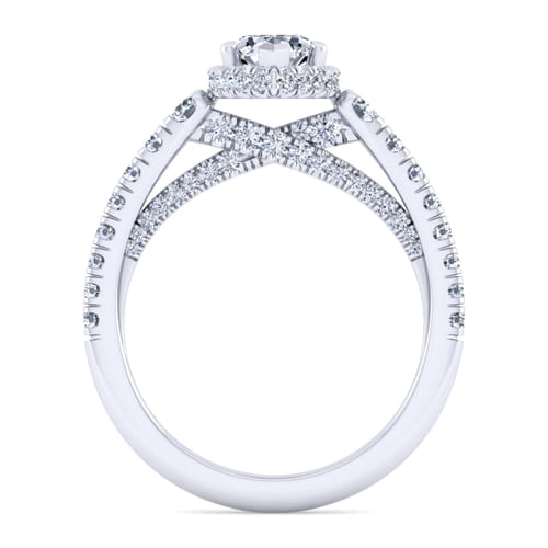 14K White Gold Hidden Halo Pear Shape Diamond Engagement Ring