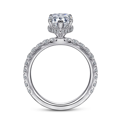14K White Gold Hidden Halo Pear Shape Diamond Engagement Ring