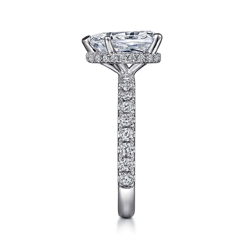 14K White Gold Hidden Halo Pear Shape Diamond Engagement Ring