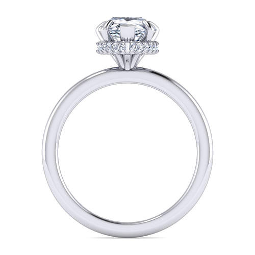 14K White Gold Hidden Halo Pear Shape Diamond Engagement Ring