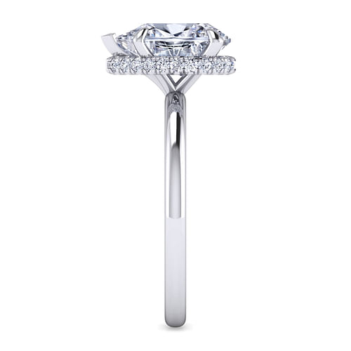 14K White Gold Hidden Halo Pear Shape Diamond Engagement Ring