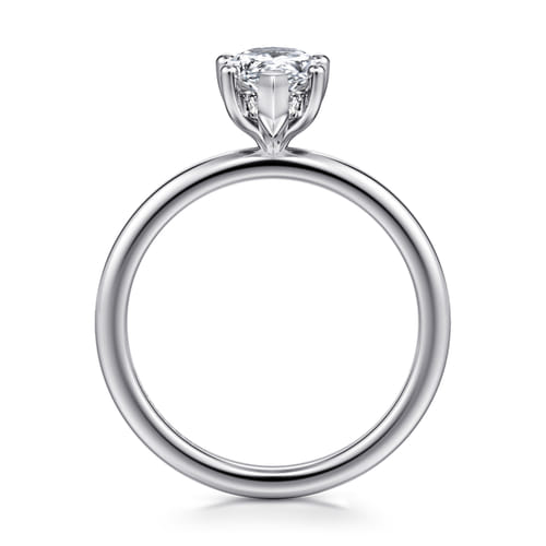 14K White Gold Hidden Halo Pear Shape Diamond Engagement Ring