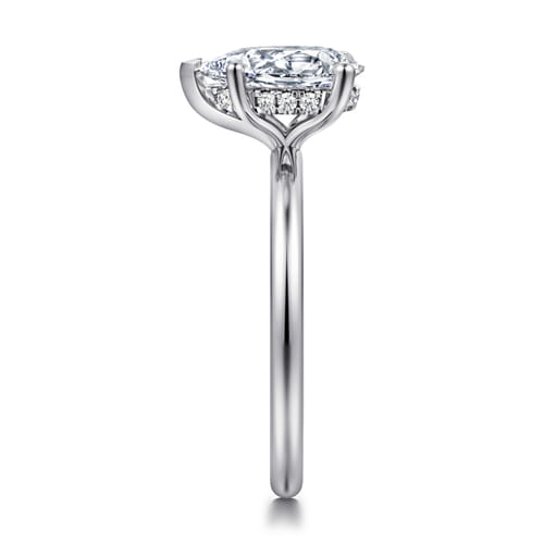 14K White Gold Hidden Halo Pear Shape Diamond Engagement Ring