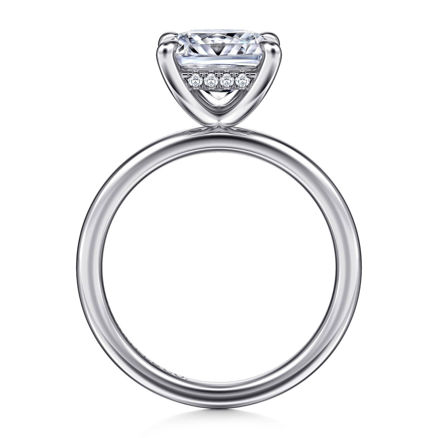 14K White Gold Hidden Halo Princess Diamond Engagement Ring