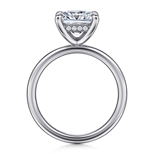 14K White Gold Hidden Halo Princess Diamond Engagement Ring