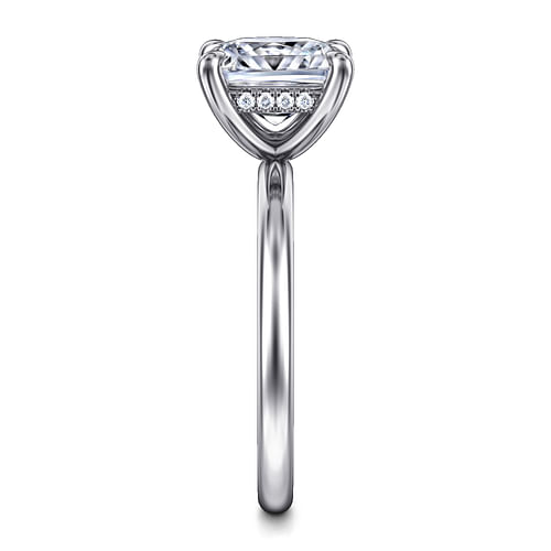 14K White Gold Hidden Halo Princess Diamond Engagement Ring