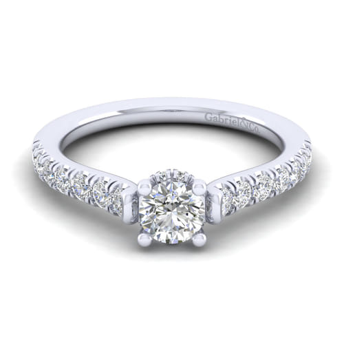 14K White Gold Hidden Halo Round Diamond Engagement Ring 14K White Gold Hidden Halo Round Diamond Engagement Ring